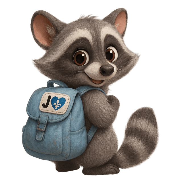 Raton laveur mascotte J'aime le Québec